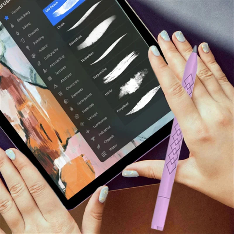 Para Apple Pencil (USB-C) Funda protectora de silicona con textura de diamante para bolígrafo - Rosa