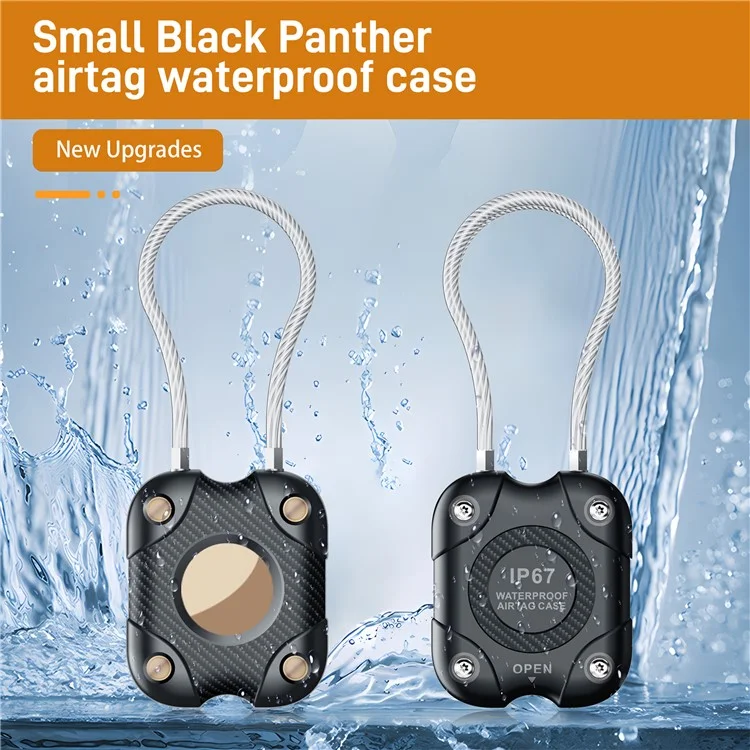 For Airtag Protective Cover Anti-Lost Tracker Protector Anti-Scratch Case with Steel Wire - Black  /  Grey