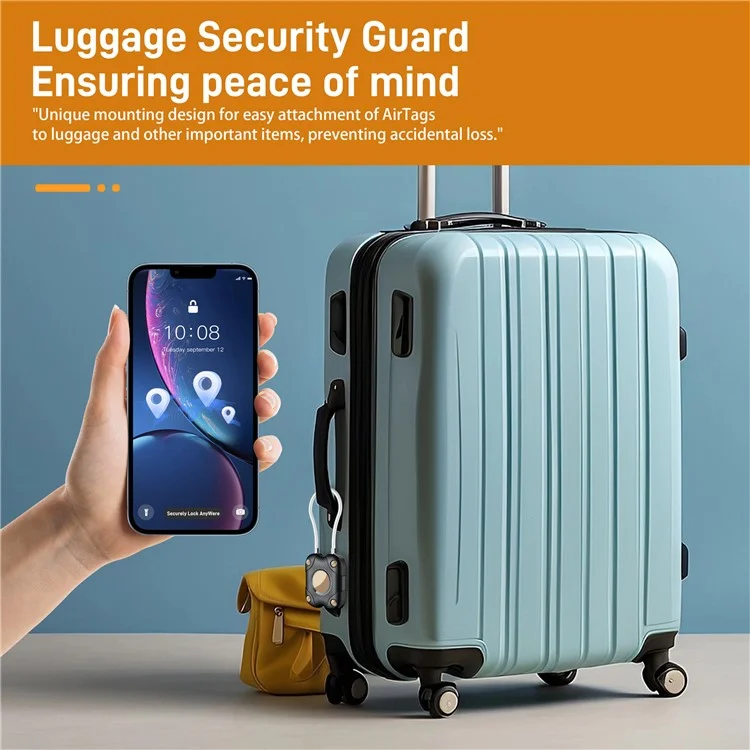For Airtag Protective Cover Anti-Lost Tracker Protector Anti-Scratch Case with Steel Wire - Black  /  Grey