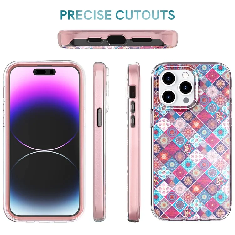 AHASTYLE WE13 Custodia per iPhone 14 Pro Max Modello IMD PC+TPU Copertura del telefono con Protezione dello Schermo Integrata - Boemia