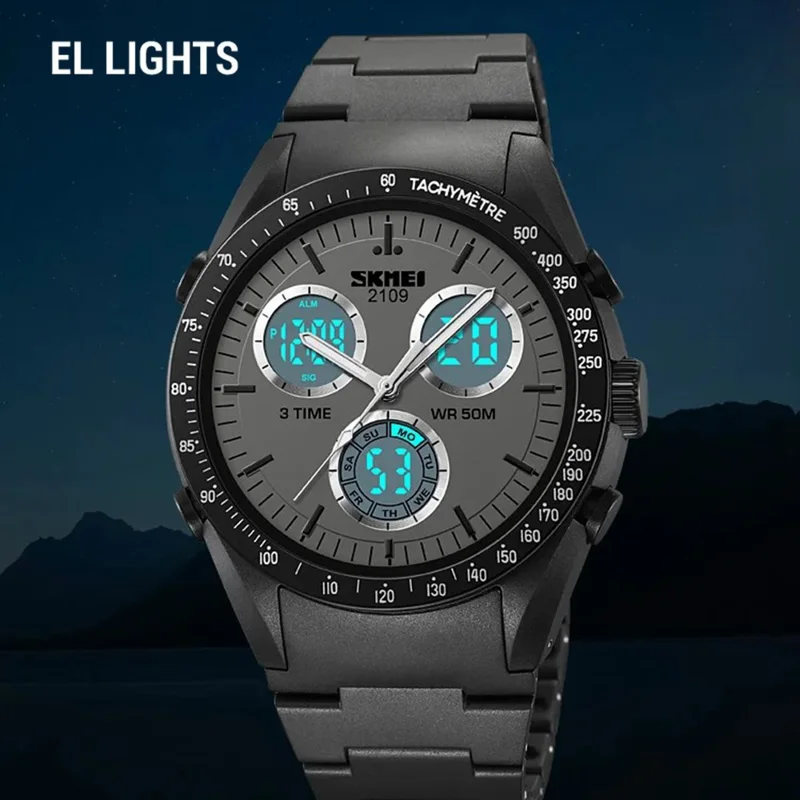 SKMEI 2109 Student Sports Watch Luminous Wrist Bracelet with TPU Strap - Black