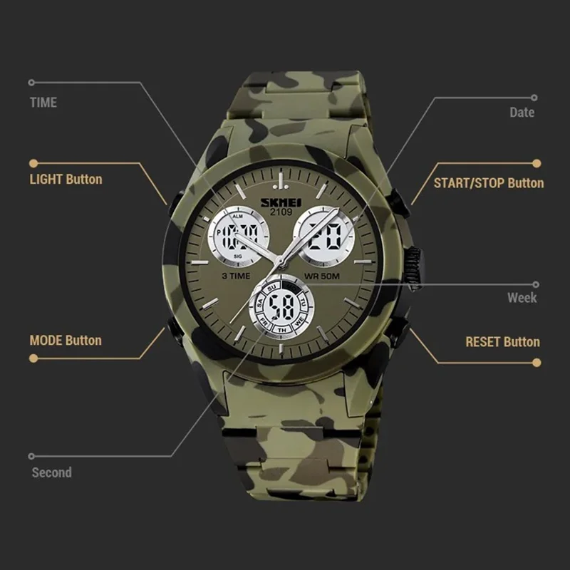 SKMEI 2109 Student Sports Watch Luminous Wrist Bracelet with TPU Strap - Black