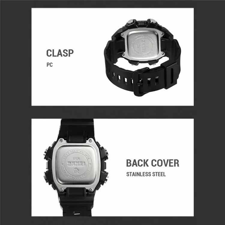 SKMEI 2126 Teenager Student Square Digital Watch Luminous Waterproof Sports Electronic Watch - Blue Strap / White Dial