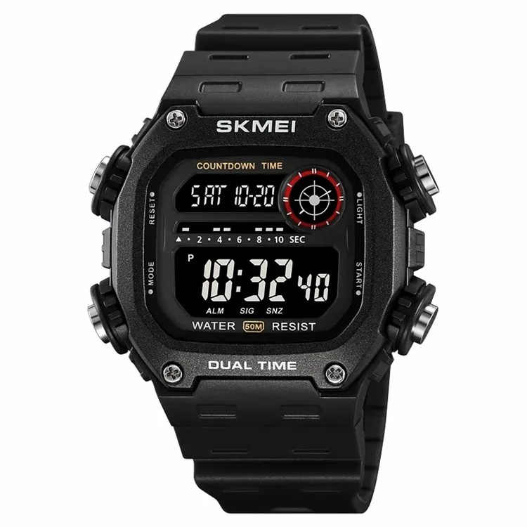 SKMEI 2126 Teenager Student Square Digital Watch Luminous Waterproof Sports Electronic Watch - Black / Black Dial
