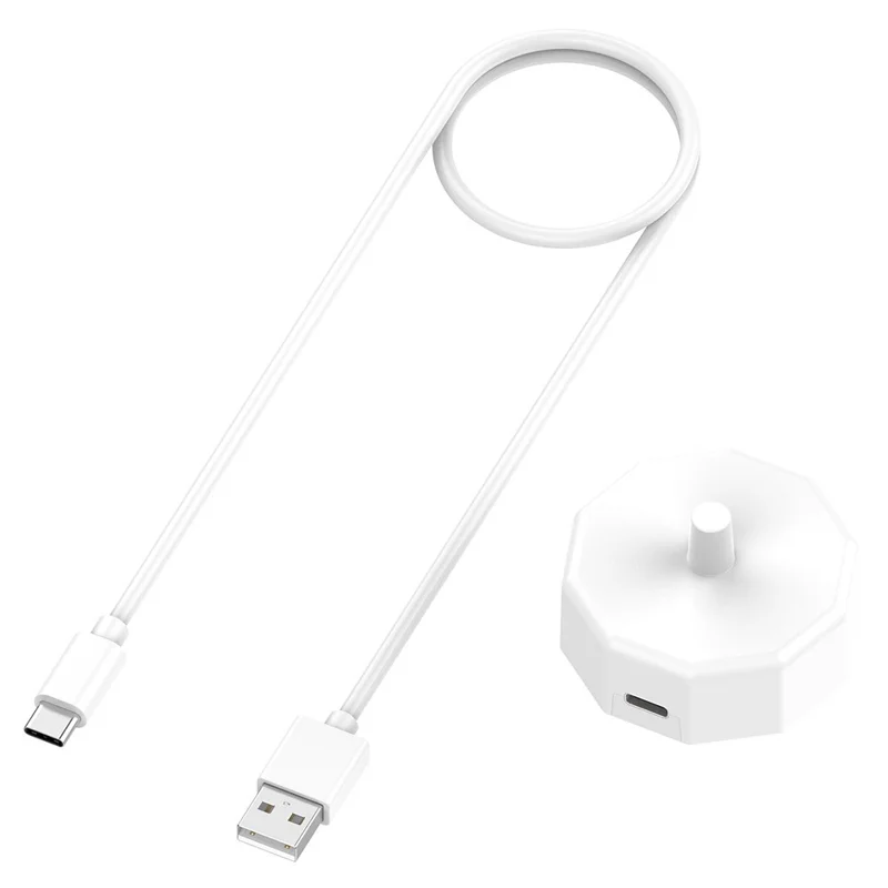 Toothbrush Charger for Braun Oral-B Wireless Charging Base with USB to Type-C Cable - White