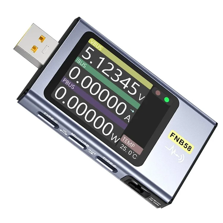 FNIRSI FNB58 USB Voltage Ammeter Type-C Multi-Function QC / PD Fast Charging Tester with Bluetooth-compatible