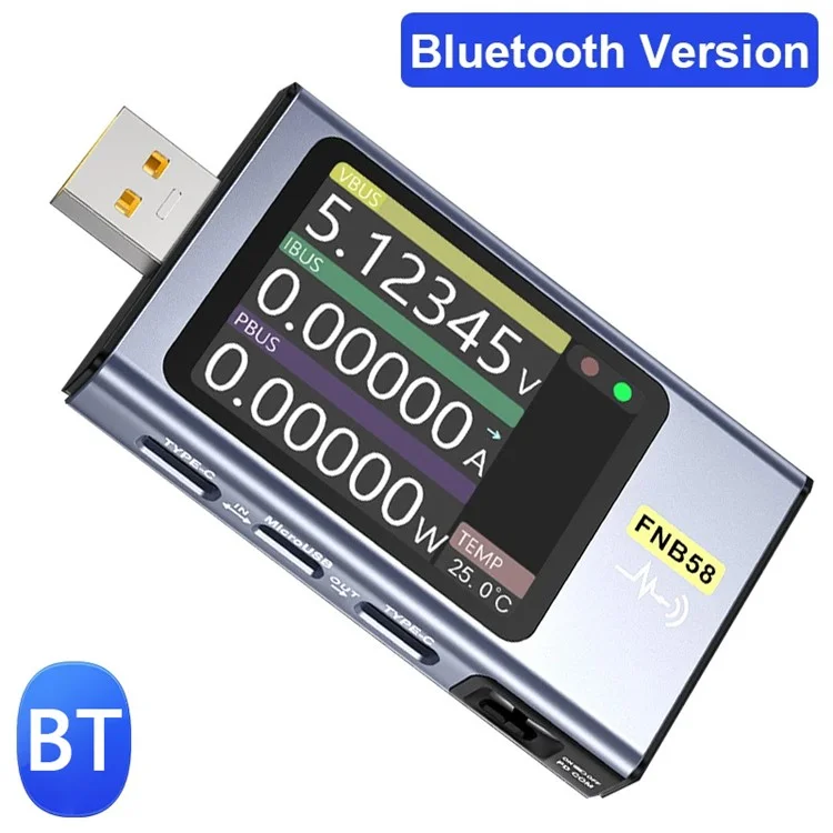 FNIRSI FNB58 USB Voltage Ammeter Type-C Multi-Function QC / PD Fast Charging Tester with Bluetooth-compatible