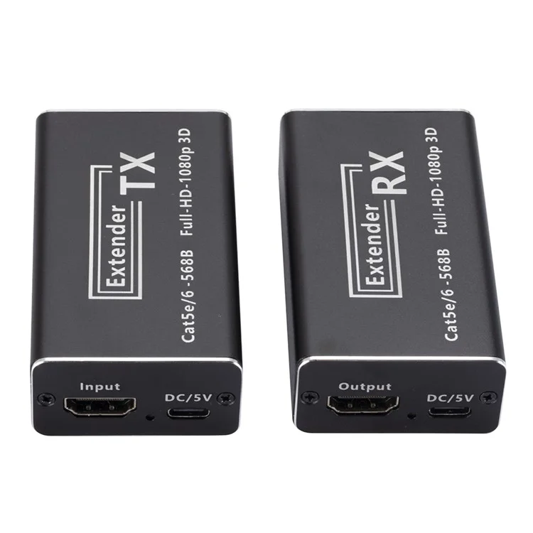 CAT 5 / 6 RJ45 a convertidor HD Transmisor + Receptor Extensor con puerto DC5V - Enchufe EE. UU.