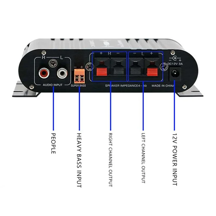 ST-838 15x12x3.5cm Audio Sound Power Amplifier Hifi Sound Stereo Receiver with 2A Power Adapter - US Plug  /  Silver