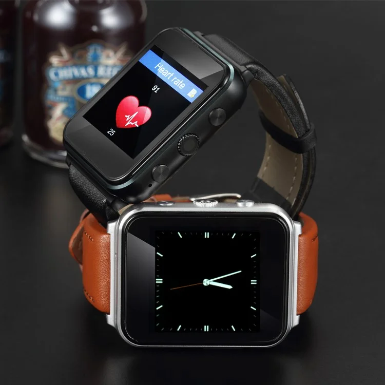 ILEPO Bluetooth 4.0 Watch Phone GSM 1.54-inch Screen with Pedometer, Heart Rate Monitor - Brown / Silver