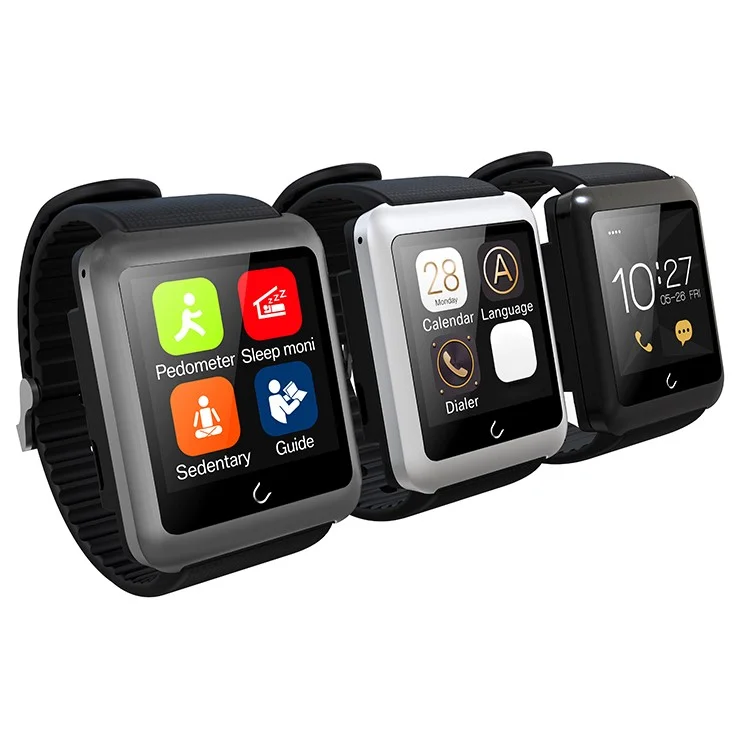 Uwatch U11 Bluetooth Smart Watch Phone Support iOS Android with Pedometer Sleep Monitor Anti-theft Compass Function - Silver