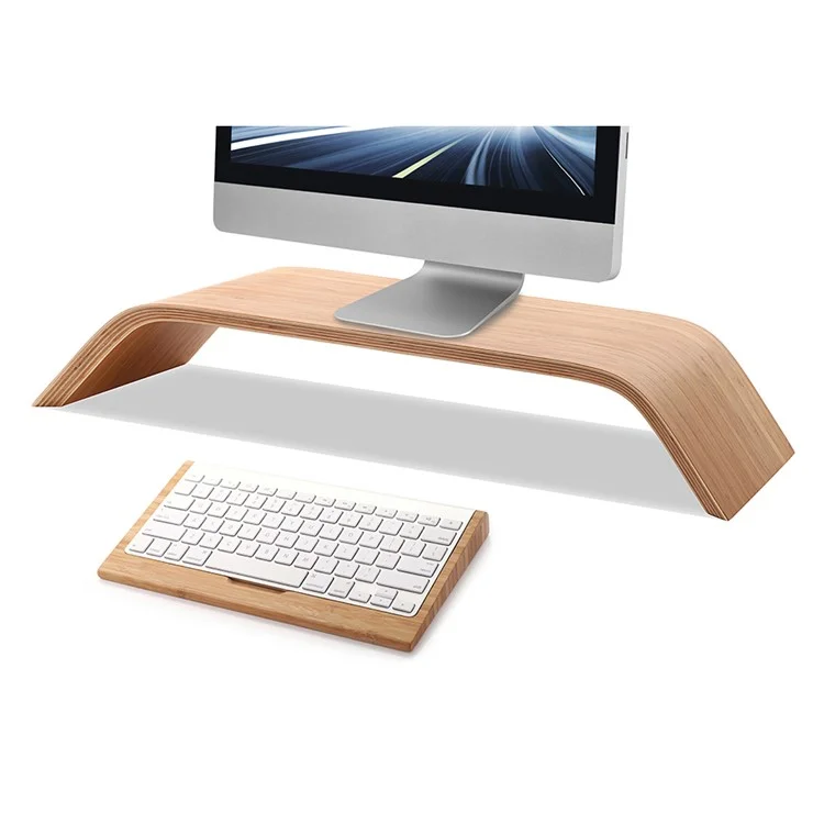 SAMDI Universal Wood Computer Monitor Riser Stand Pressure Release Ergonomic Design for iMac Apple, Stand Surface: 36 x 23cm