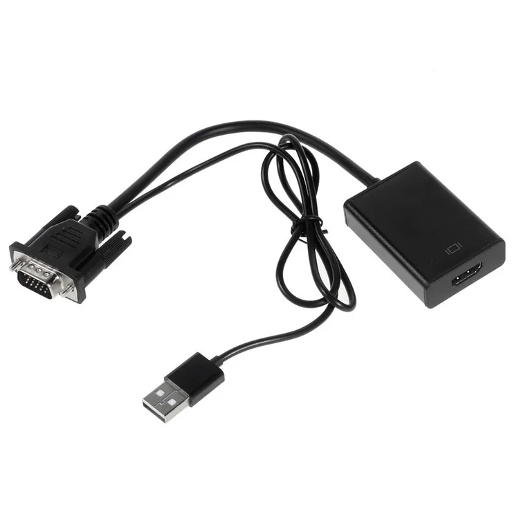 1080P VGA to HDMI USB Powered Converter TV HDTV AV Video Audio Cable