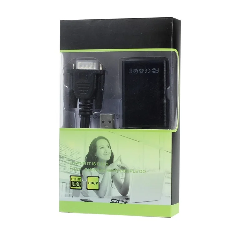 1080P VGA to HDMI USB Powered Converter TV HDTV AV Video Audio Cable