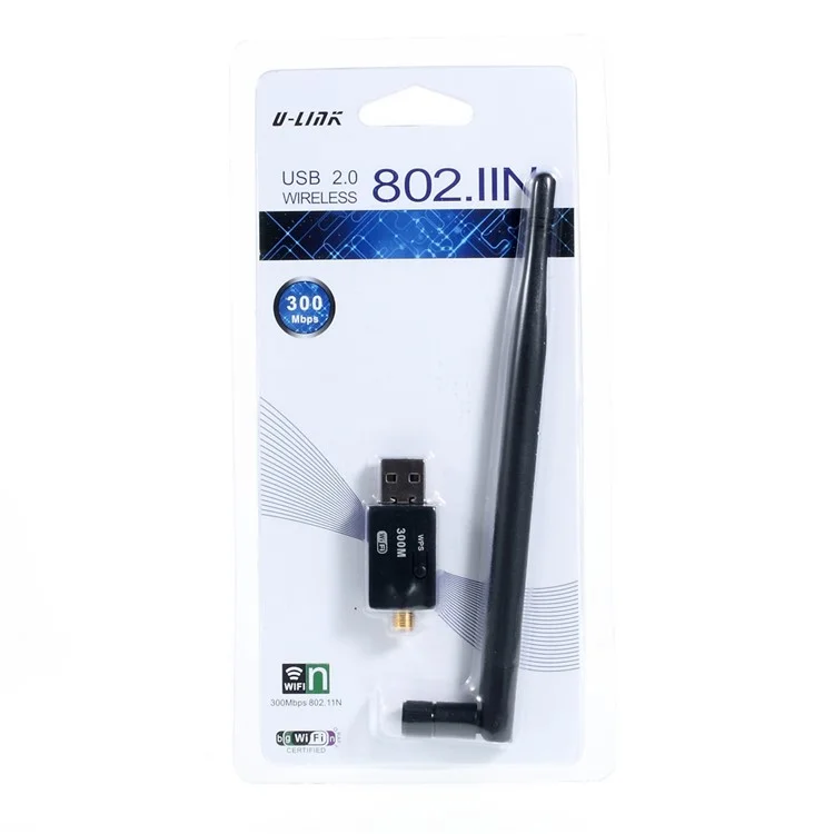 U-LINK 300Mbps USB WiFi Wireless Adapter Network LAN Card with Antenna 802.11N