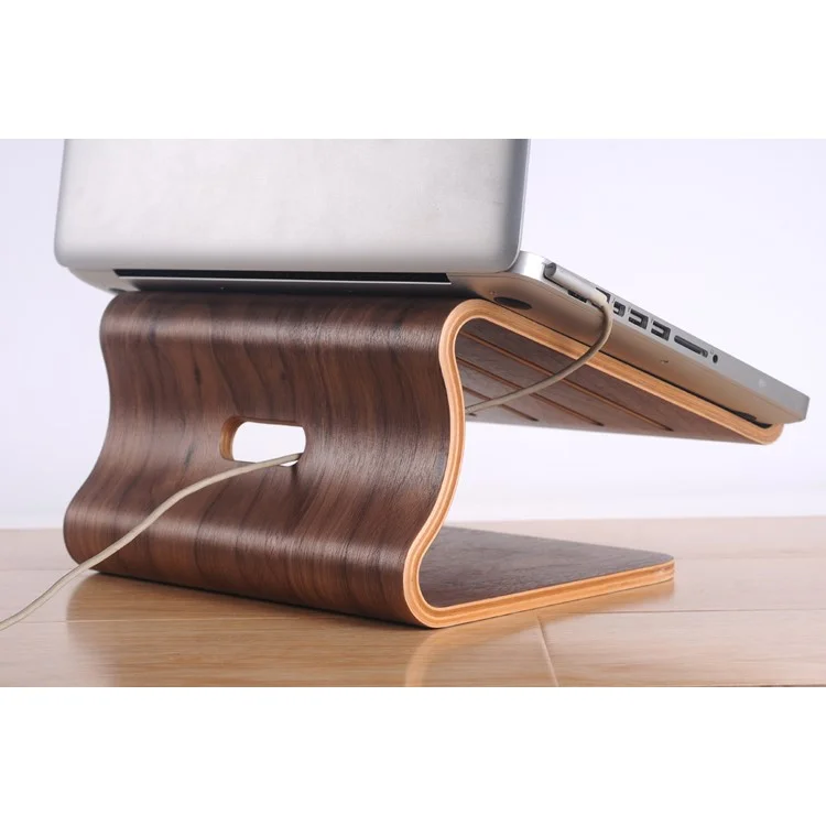 SAMDI Wood Laptop Table Stand Cooling Computer Holder for MacBook Pro 15.4 Inch Heat Dissipation - Brown