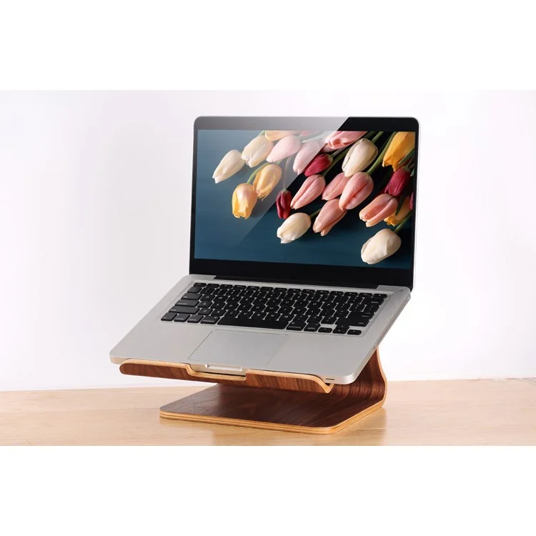 SAMDI Wood Laptop Table Stand Cooling Computer Holder for MacBook Pro 15.4 Inch Heat Dissipation - Brown