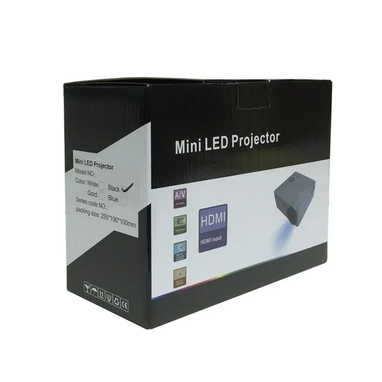 UHAPPY U18 Mini Projector Remote Control Support HDMI USB SD VGA AV for Android and iOS - Black