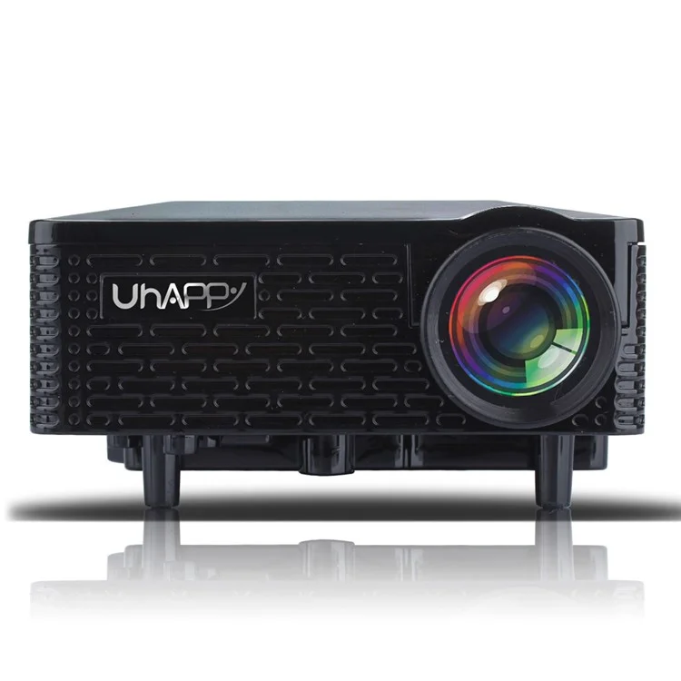 UHAPPY U18 Mini Projector Remote Control Support HDMI USB SD VGA AV for Android and iOS - Black