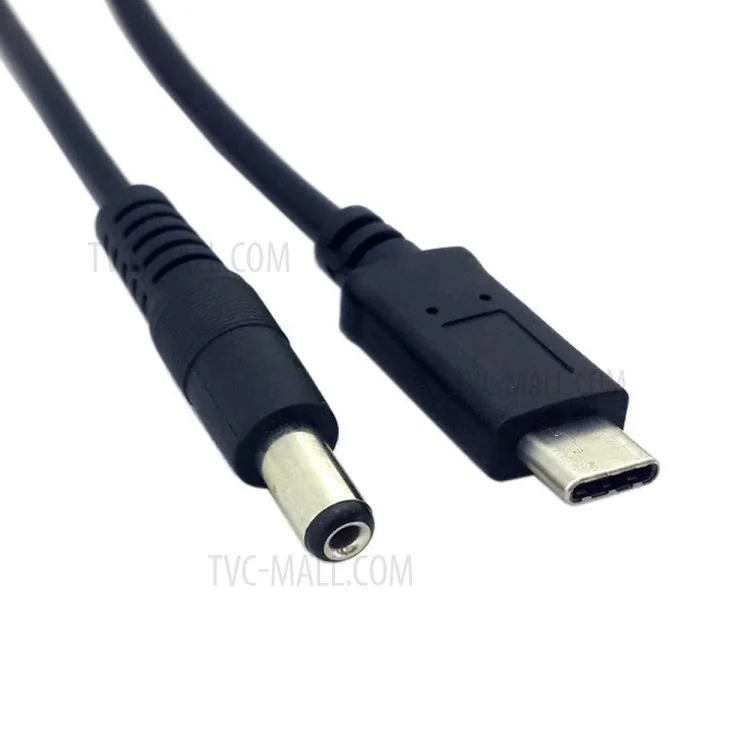 USB 3.1 Type C USB-C to DC 5.5 2.5mm Power Plug Extension Charge Cable for Apple New Macbook - Black