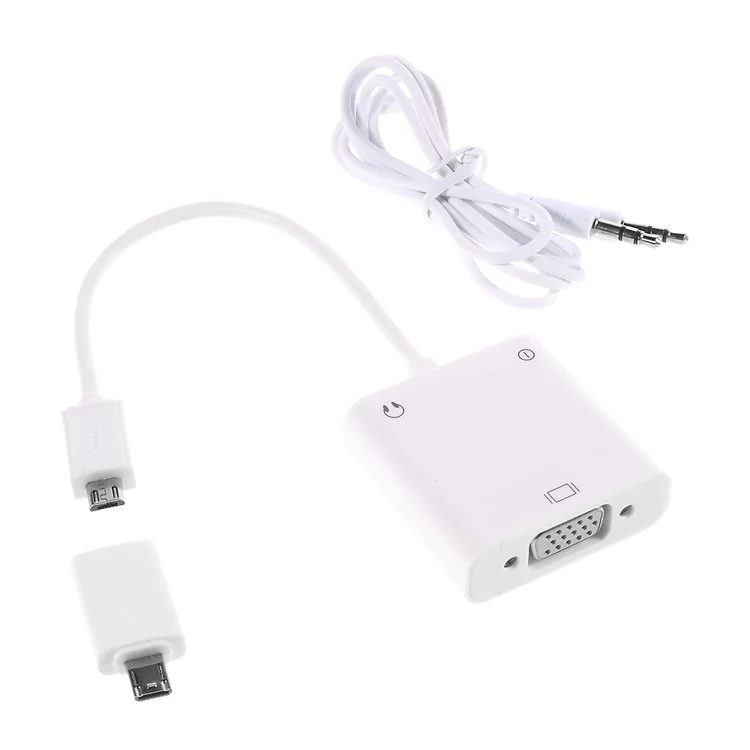 Micro USB MHL to VGA Adapter + Micro 5-pin to 11-pin Adapter + 3.5mm Audio Cable Kit