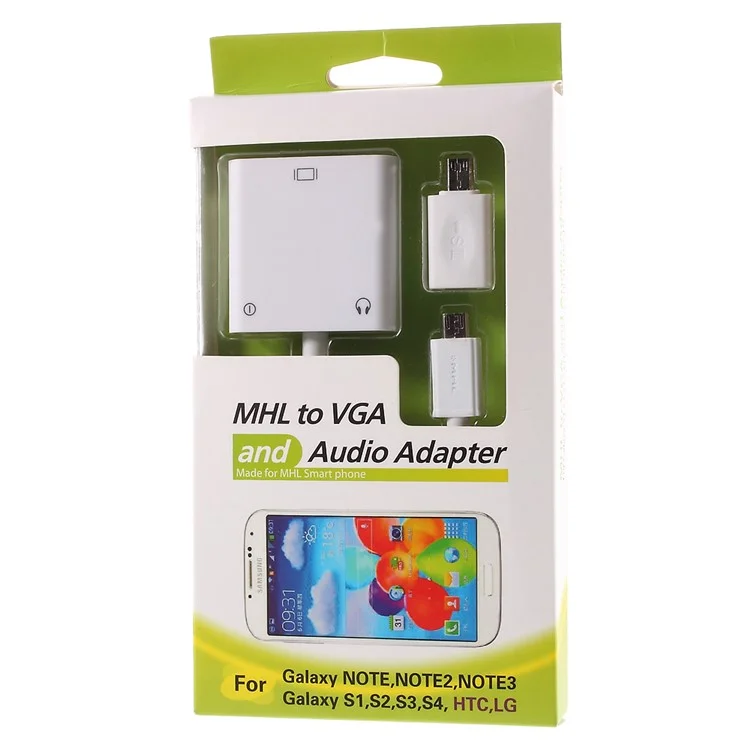 Micro USB MHL to VGA Adapter + Micro 5-pin to 11-pin Adapter + 3.5mm Audio Cable Kit