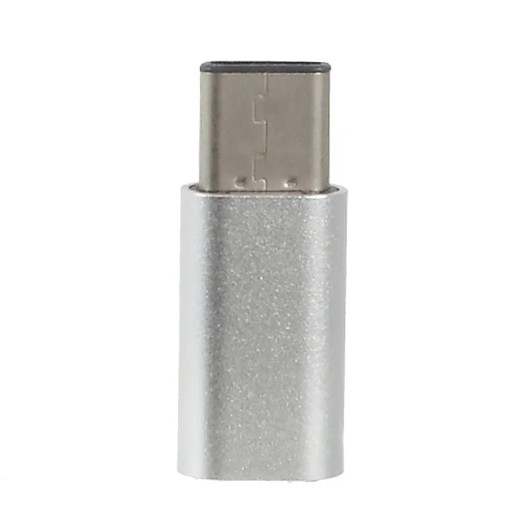 Metal Micro USB 2.0 5-pin Female to USB 3.1 Type-C Male Converter - Silver Color