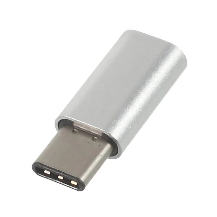 Metal Micro USB 2.0 5-pin Female to USB 3.1 Type-C Male Converter - Silver Color