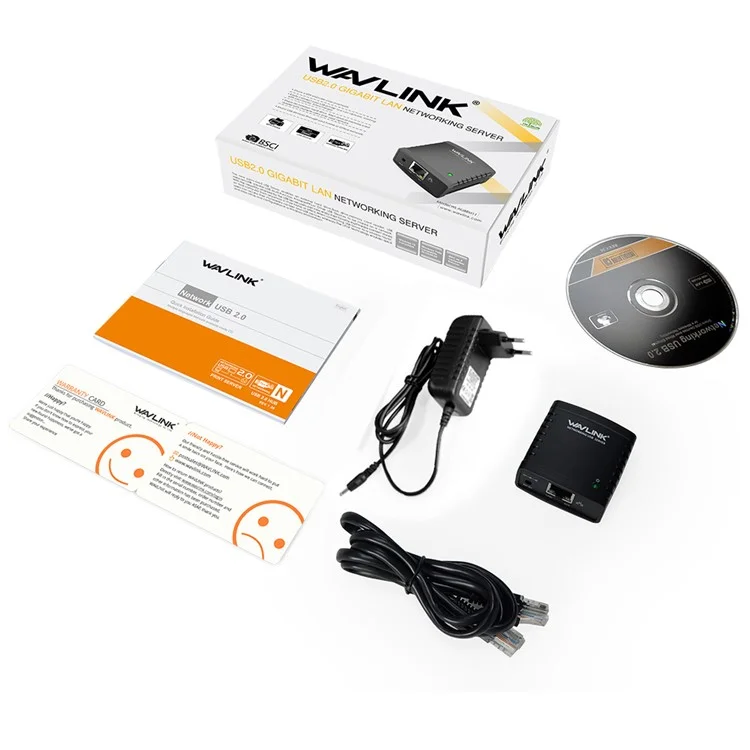 WAVLINK USB 2.0 LRP Network Print Server Share a Networking USB Printer - EU Plug