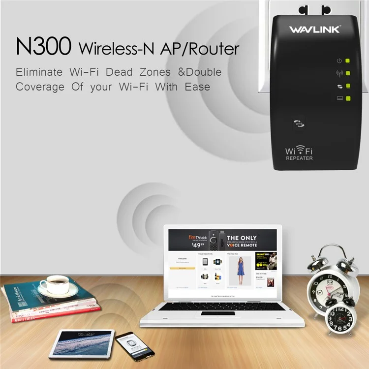 Wavlink WL-WN518W2 300Mbps WiFi Repetidor Wifi Wifi Amplificador de la Señal Booster - Enchufe de la ue