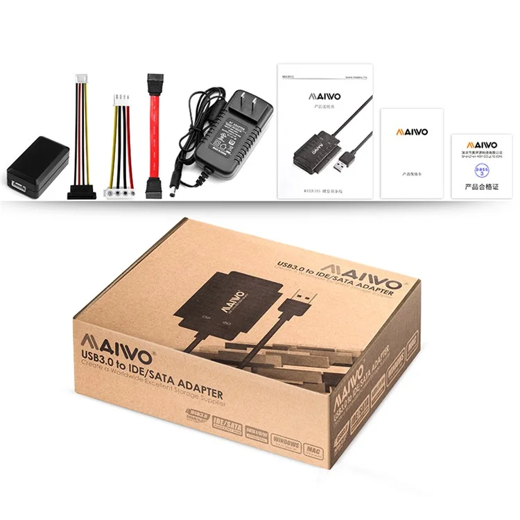 MAIWO K132U3IS USB 3.0 to 2.5" 3.5" IDE SATA Converter External Hard Drive Adapter - US Plug