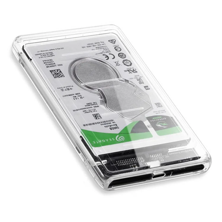 Внешний корпус USB-C Type-C на 2,5-дюймовый SATA SSD HDD для ноутбука и ПК, прозрачный