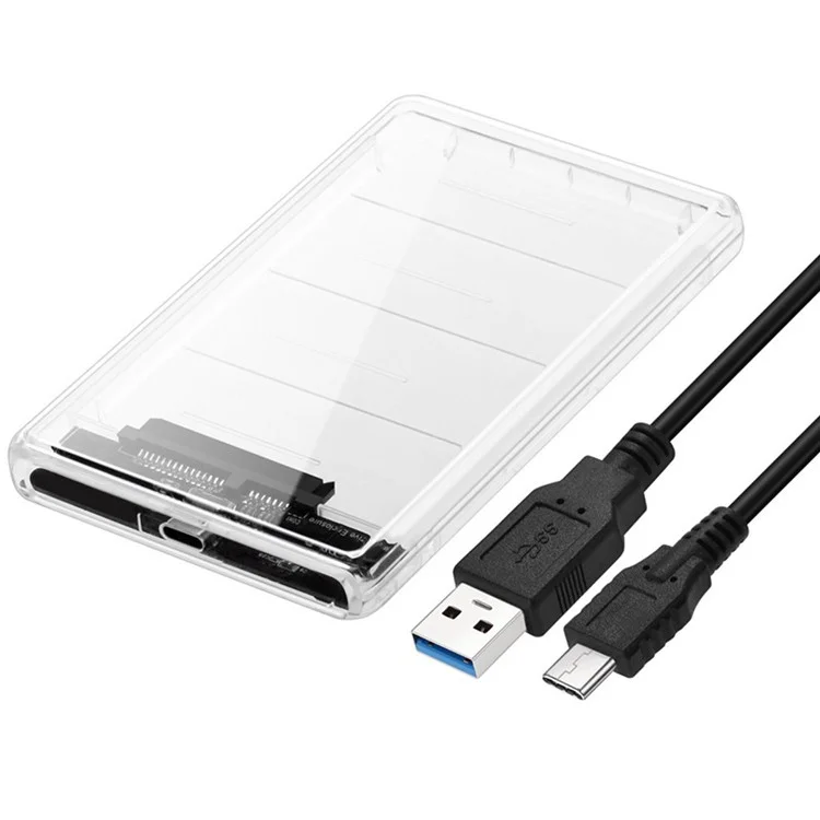 Внешний корпус USB-C Type-C на 2,5-дюймовый SATA SSD HDD для ноутбука и ПК, прозрачный