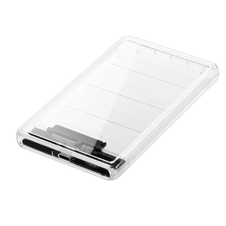 USB-C Type-C to 2.5 Inch SATA SSD HDD External Enclosure Transparent for Laptop & PC