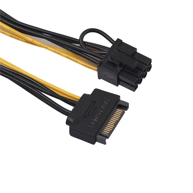 20cm SATA Power Cable Single 15pin SATA to 8pin(6+2) PCI-E Adapter Cable