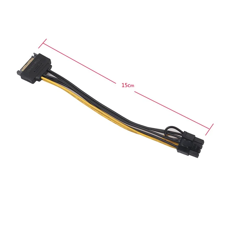 20cm SATA Power Cable Single 15pin SATA to 8pin(6+2) PCI-E Adapter Cable