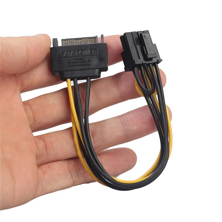 20cm SATA Power Cable Single 15pin SATA to 8pin(6+2) PCI-E Adapter Cable