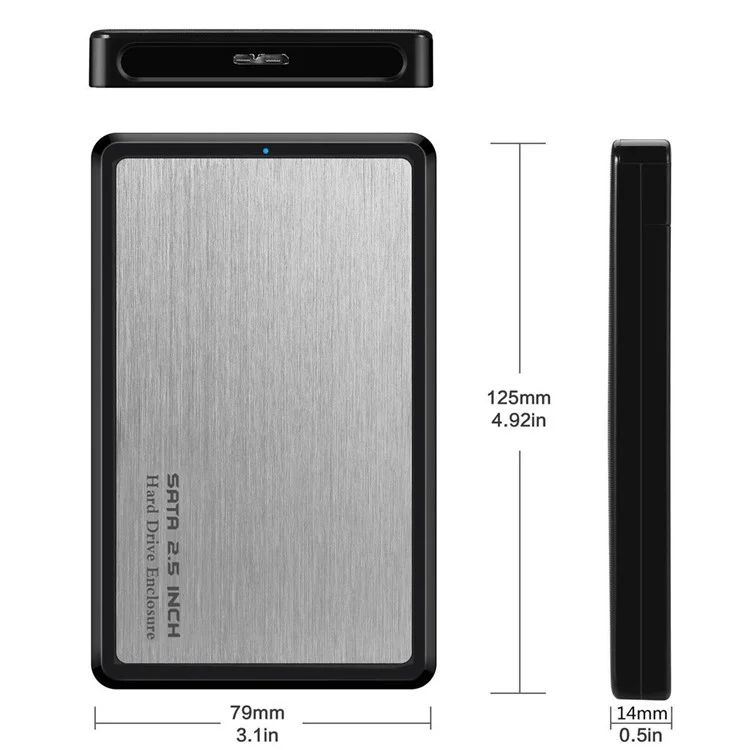 CY U3-194 USB 3.0 to 2.5-inch Hard Drive Case - Silver