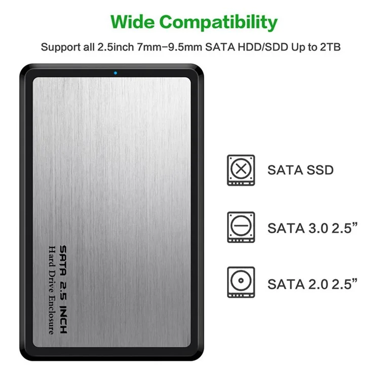 CY U3-194 USB 3.0 to 2.5-inch Hard Drive Case - Silver