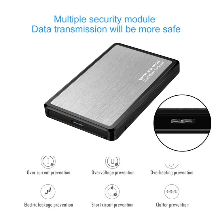 CY U3-194 USB 3.0 to 2.5-inch Hard Drive Case - Silver