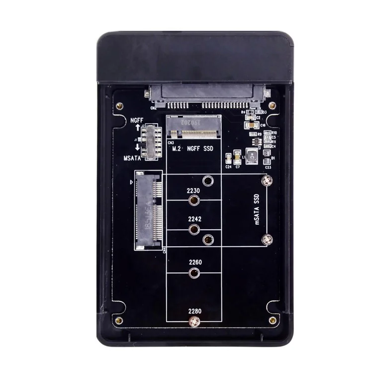 Combo M.2 NGFF B-key & mSATA SSD to USB Type-C Converter Case Enclosure with Switch