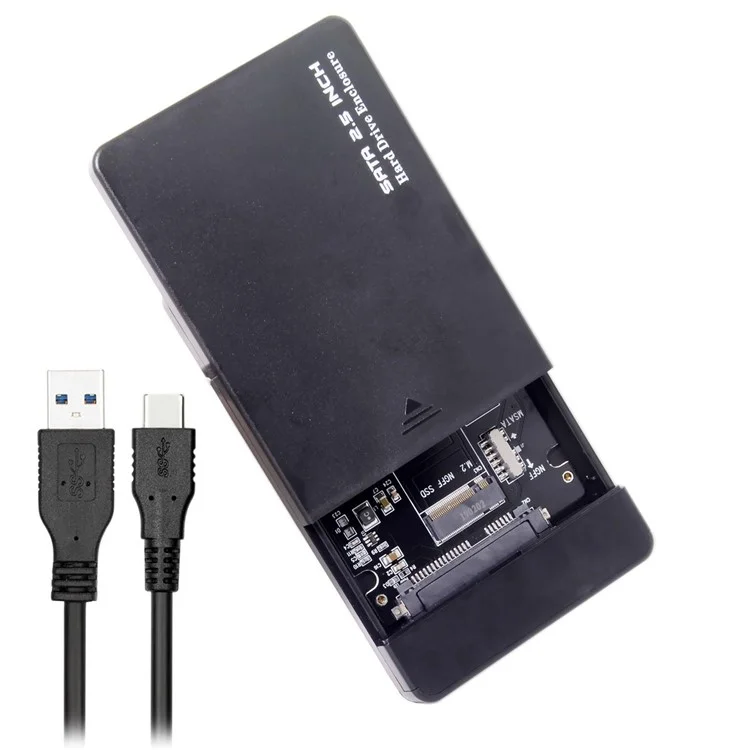 Combo M.2 NGFF B-key & mSATA SSD to USB Type-C Converter Case Enclosure with Switch