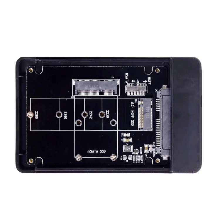 Combo M.2 NGFF B-key & mSATA SSD to USB Type-C Converter Case Enclosure with Switch