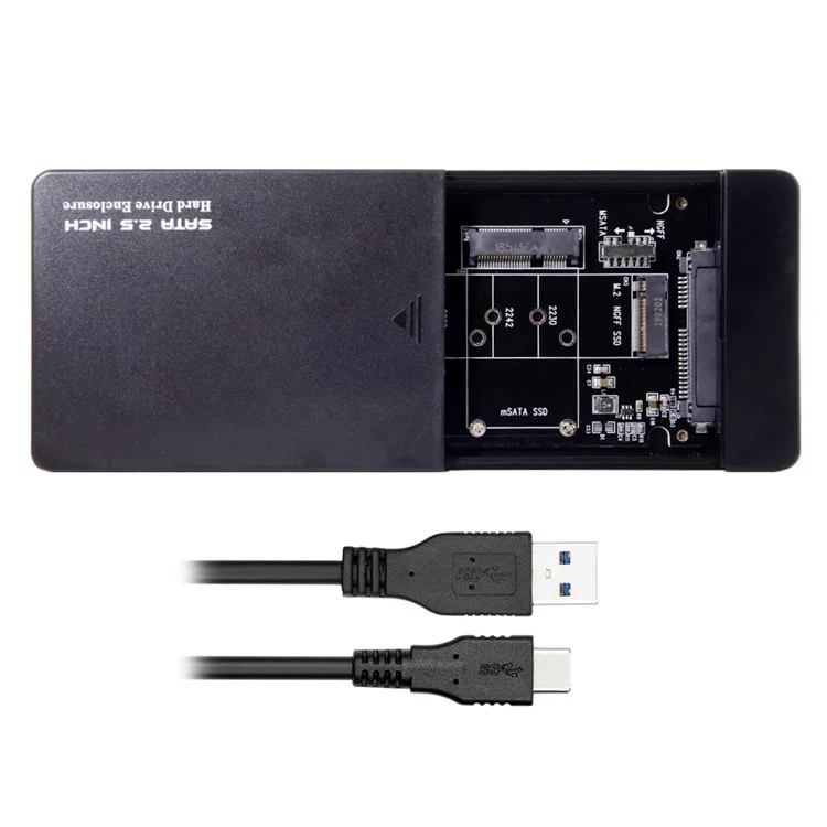 Combo M.2 NGFF B-key & mSATA SSD to USB Type-C Converter Case Enclosure with Switch