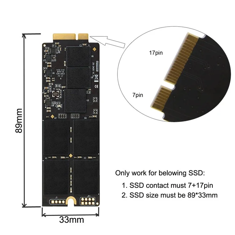 USB 3.0 a 2012 MacBook Pro Retina A1425 A1398 MC975 MC976 MD212 MD213 ME662 ME664 ME665 SSD 17+7pin Caso