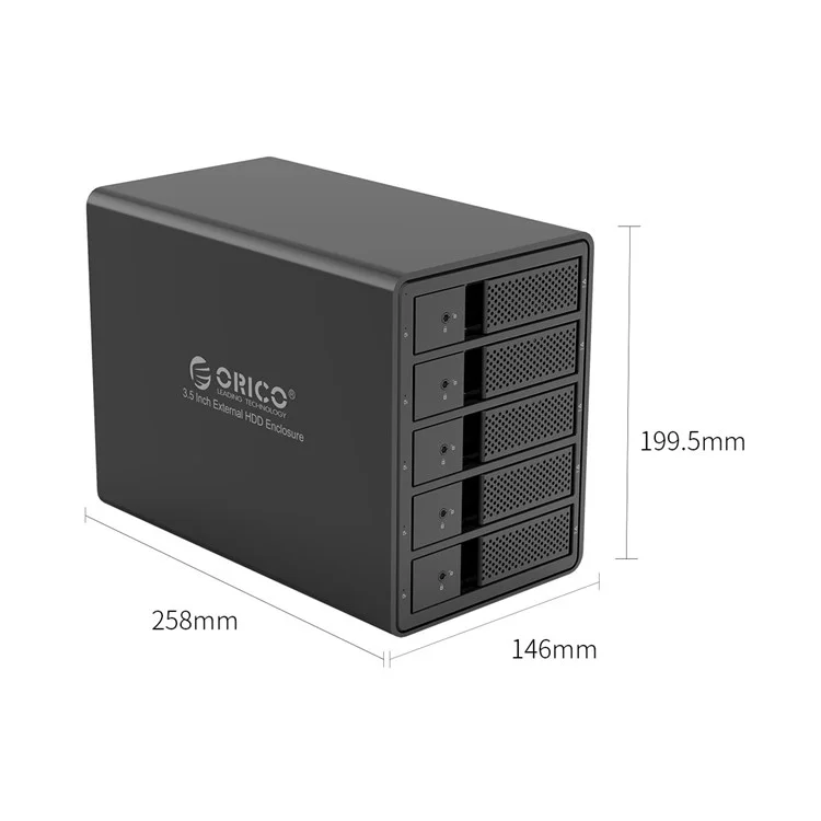 ORICO 9558RU3-SV 3.5-inch External Hard Drive Enclosure JMS567+JMB394 Chip USB3.0 Type-B Output - Black/UK Plug