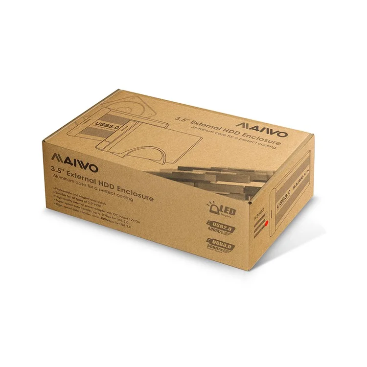 MAIWO 3.5-inch USB 3.0 to SATA External Hard Drive Enclosure Aluminum Alloy HDD Case (K3502U3S) - EU Plug
