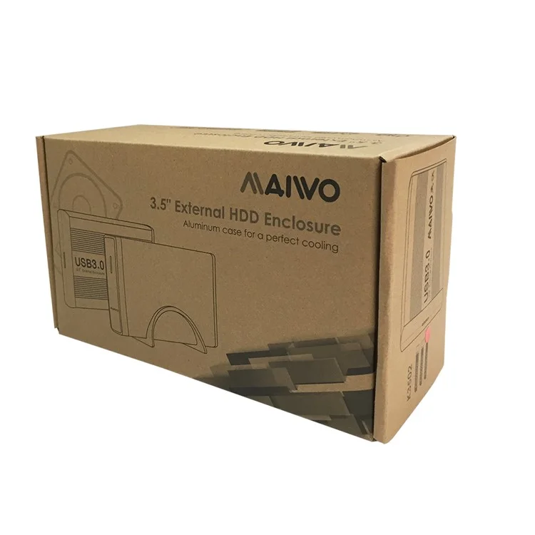 MAIWO 3.5-inch USB 3.0 to SATA External Hard Drive Enclosure Aluminum Alloy HDD Case (K3502U3S) - EU Plug