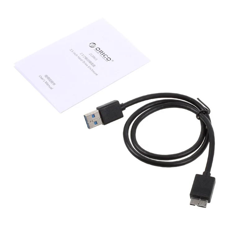 ORICO 2139U3-CR Boîtier de disque dur externe USB3.0 pour disque dur SATA 2,5 pouces de 9,5 mm / SSD - Transparent