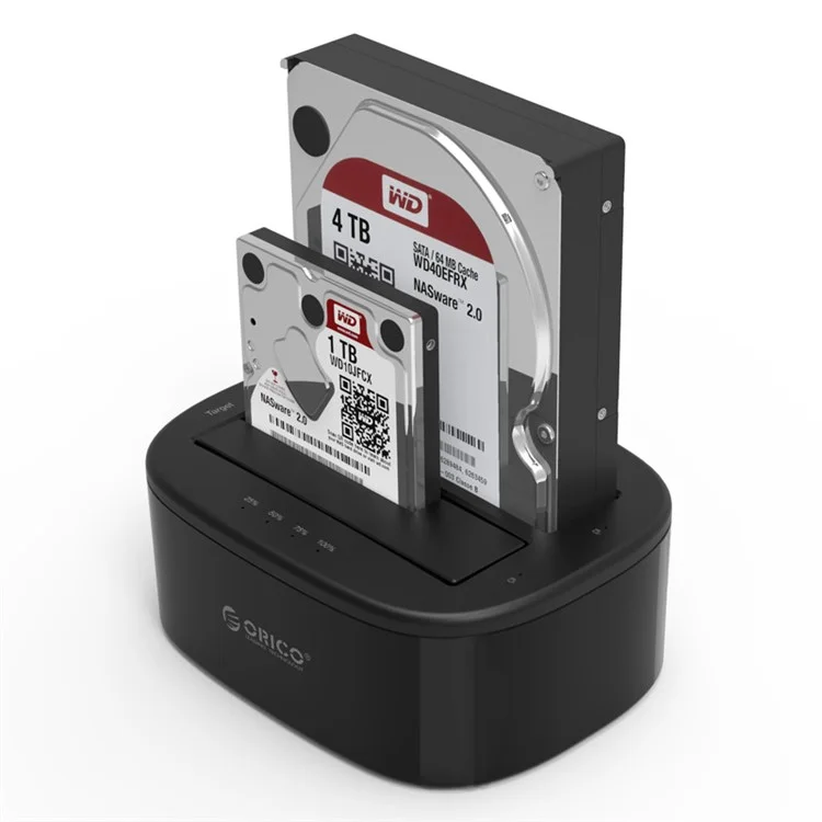 ORICO USB 3.0 SATA Station d'accueil à double baie pour disque dur, Boîtier de support pour SSD/HDD 2,5 po/3,5 po avec fonction de clonage hors ligne (6228US3-C) - Prise EU